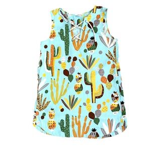 Cousin Earl Cactus Dress Womens Medium Mini Shift Colorful Western Beach Resort